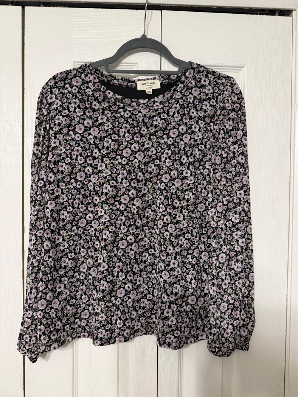 Kim & Cami - Long Sleeve Blouse - Purple Floral XL